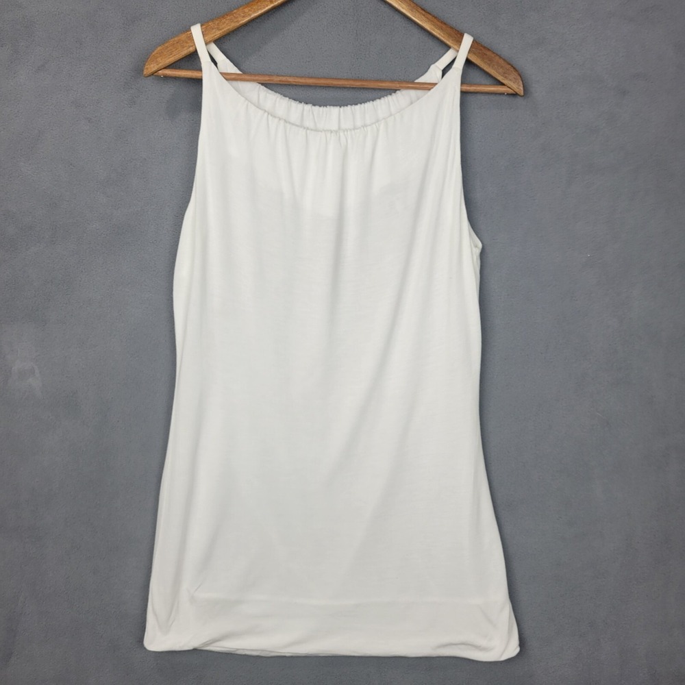 Cabi Blouse Top Women's XS White 100% Rayon Sheer Boat Neck Spaghetti Strap‎